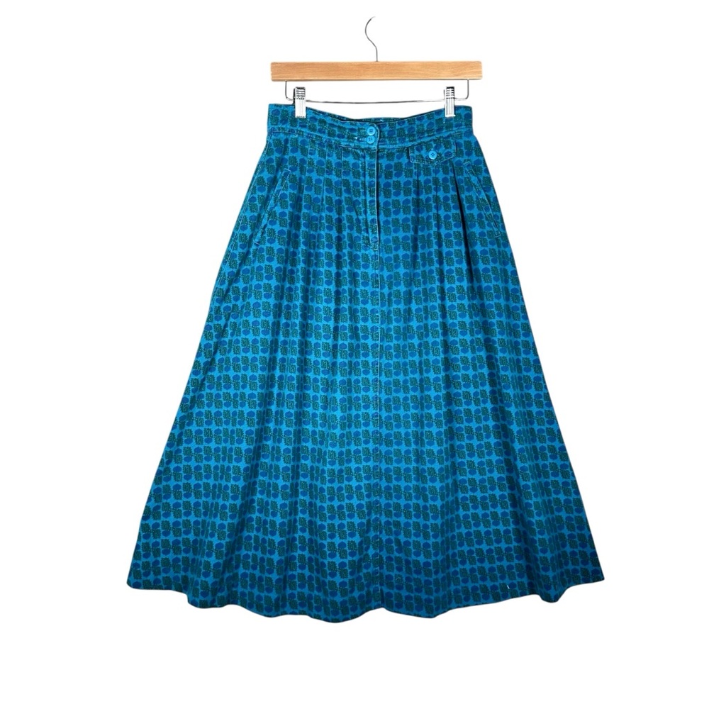 VINTAGE Beet Print Flated Cottagecore Midi Flare Skirt - Picture 10 of 10